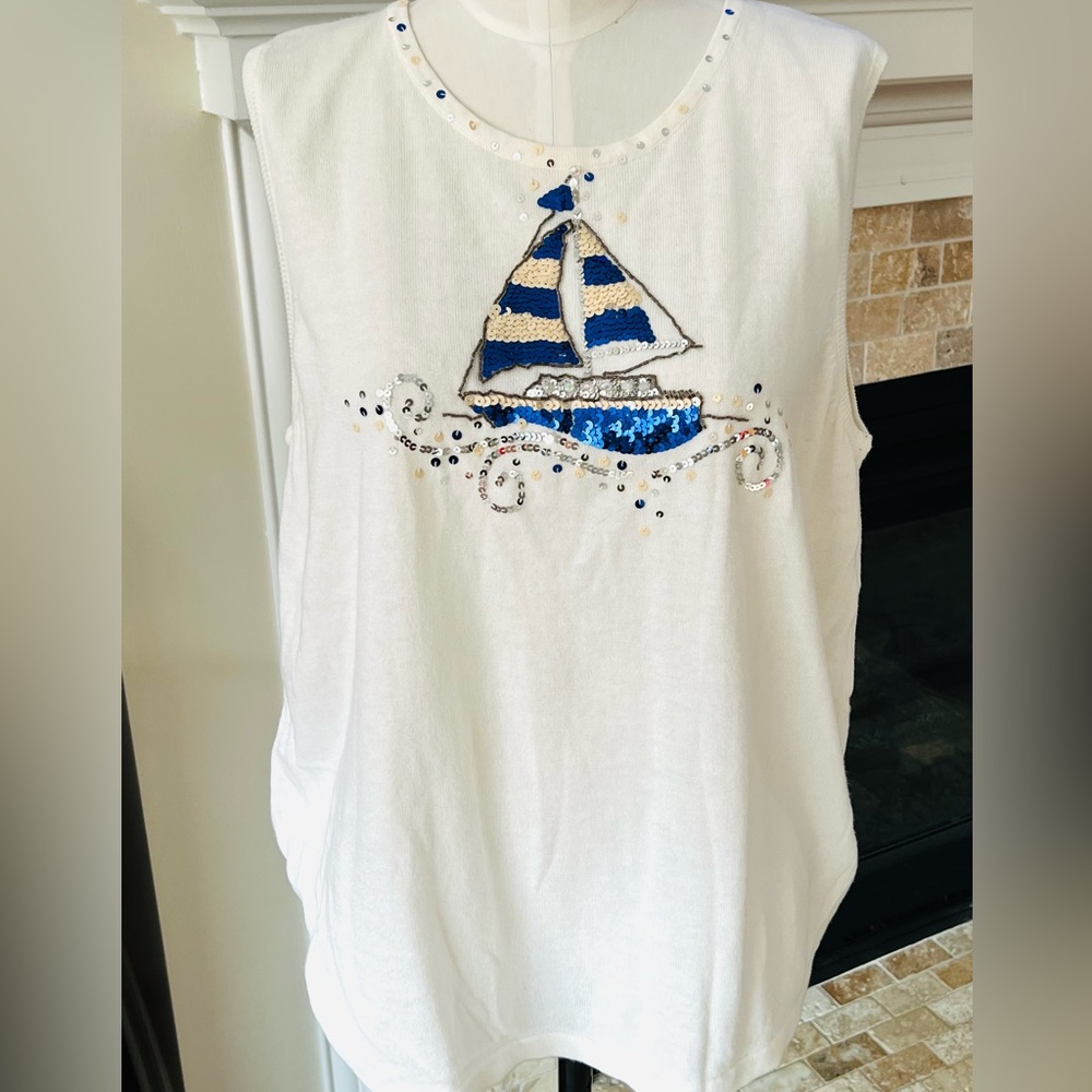 Quacker Factory 1X sleeveless sweater tank EUC
